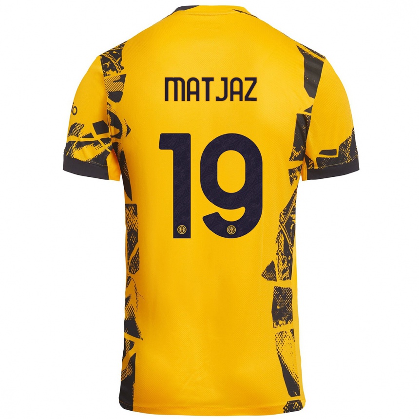 Vyrai Samo Matjaz #19 Auksinis Juodas Trečias Marškinėliai 2024/25 T-Shirt