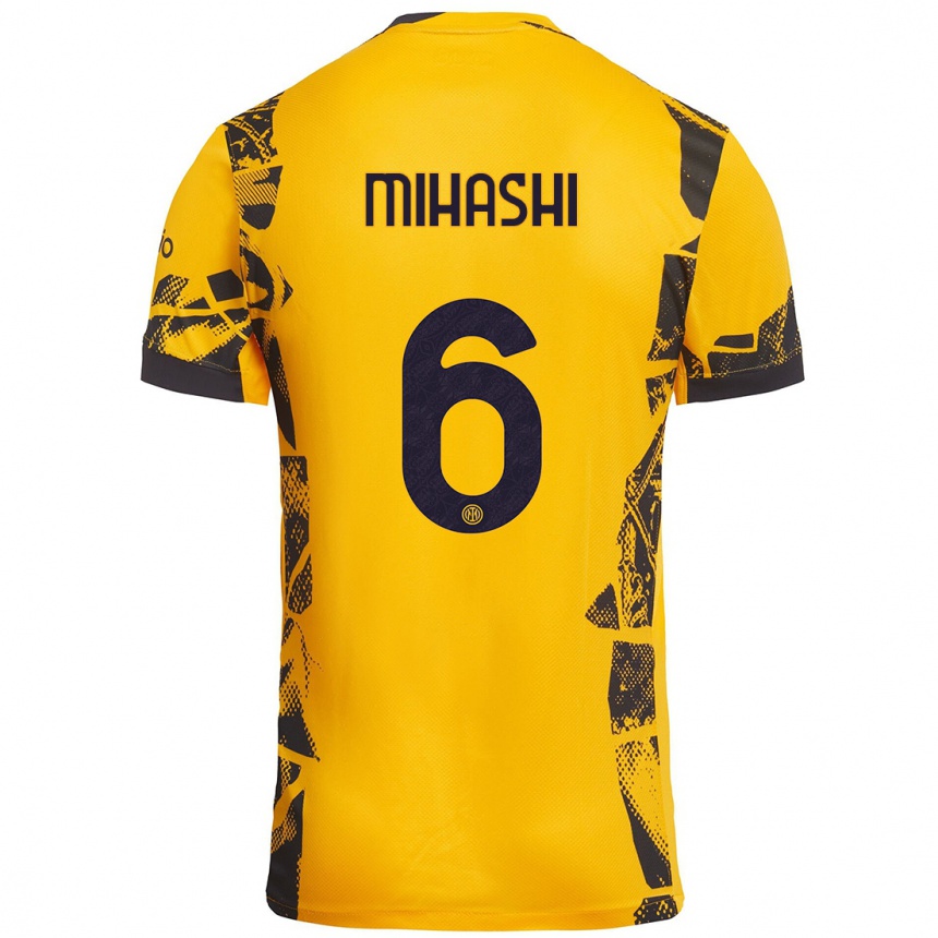 Vyrai Mana Mihashi #6 Auksinis Juodas Trečias Marškinėliai 2024/25 T-Shirt