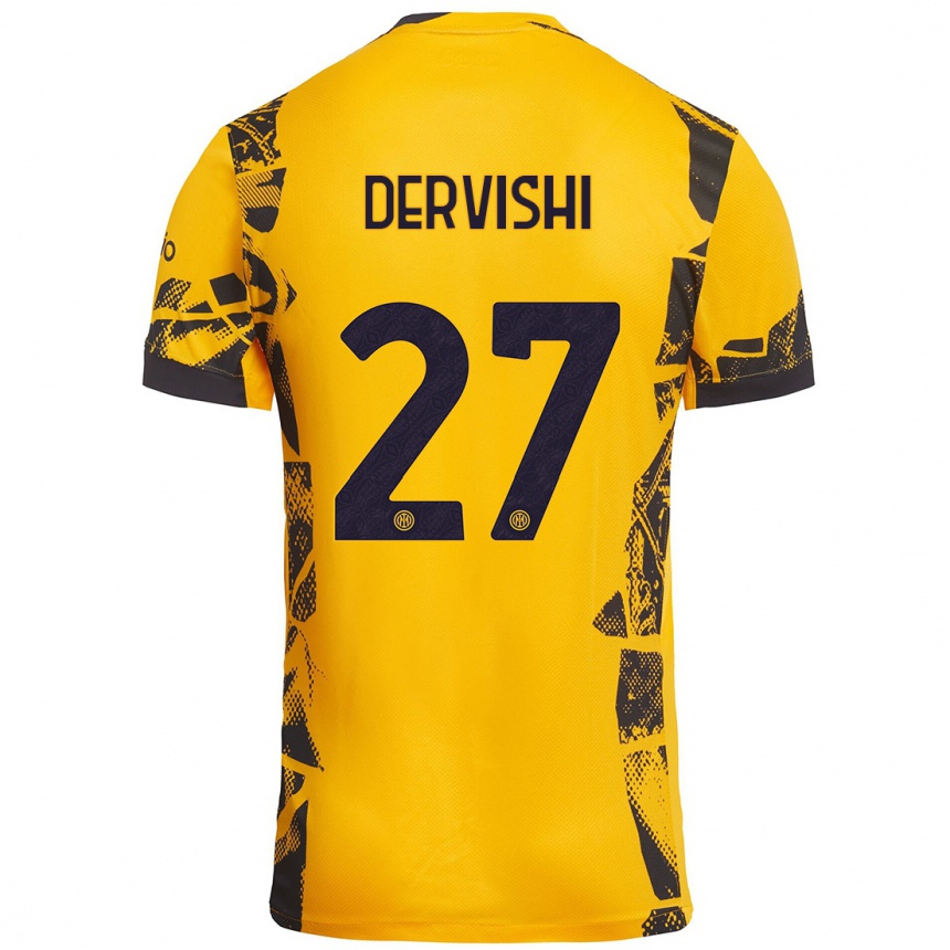 Vyrai Kristian Dervishi #27 Auksinis Juodas Trečias Marškinėliai 2024/25 T-Shirt