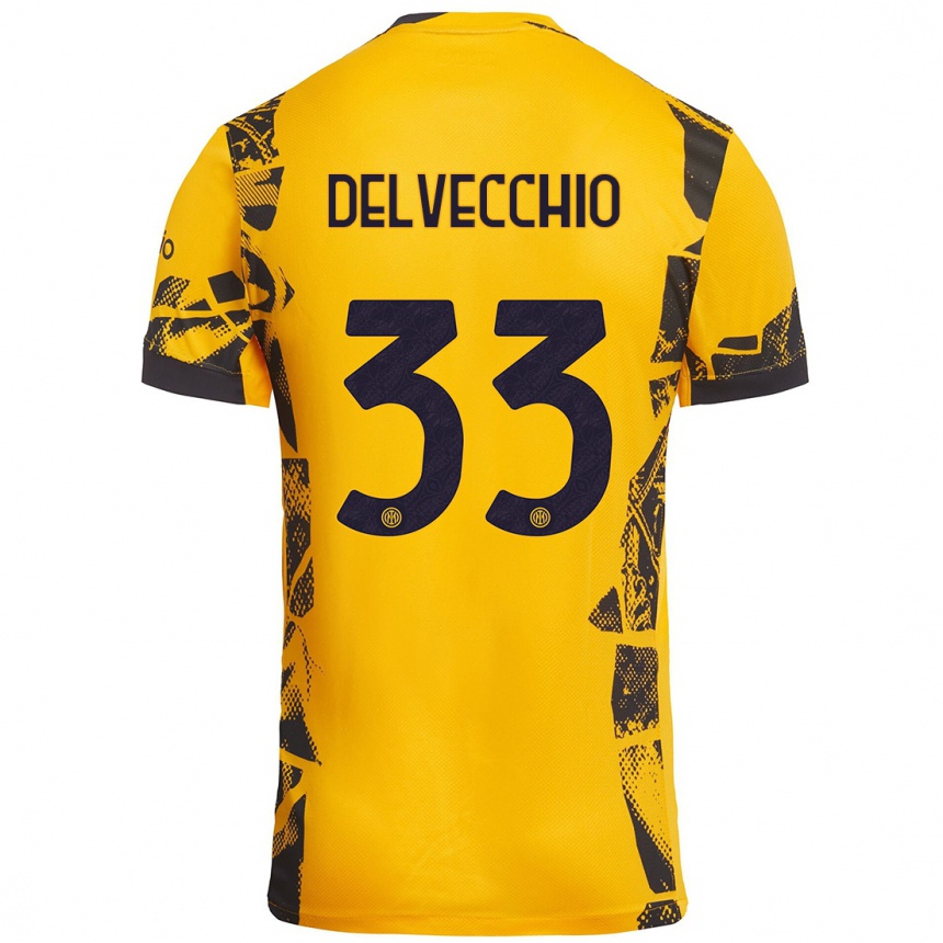 Vyrai Gabriele Delvecchio #33 Auksinis Juodas Trečias Marškinėliai 2024/25 T-Shirt