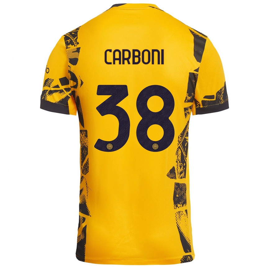 Vyrai Valentin Carboni #38 Auksinis Juodas Trečias Marškinėliai 2024/25 T-Shirt