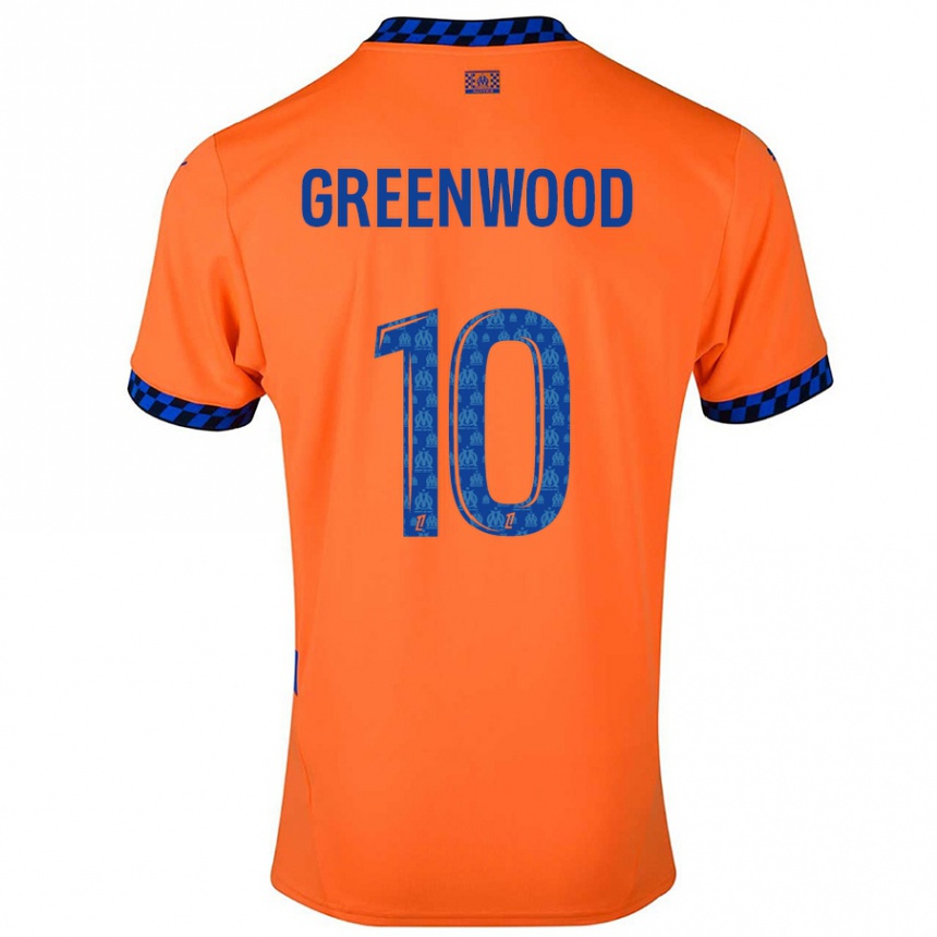 Vyrai Mason Greenwood #10 Oranžinė Tamsiai Mėlyna Trečias Marškinėliai 2024/25 T-Shirt