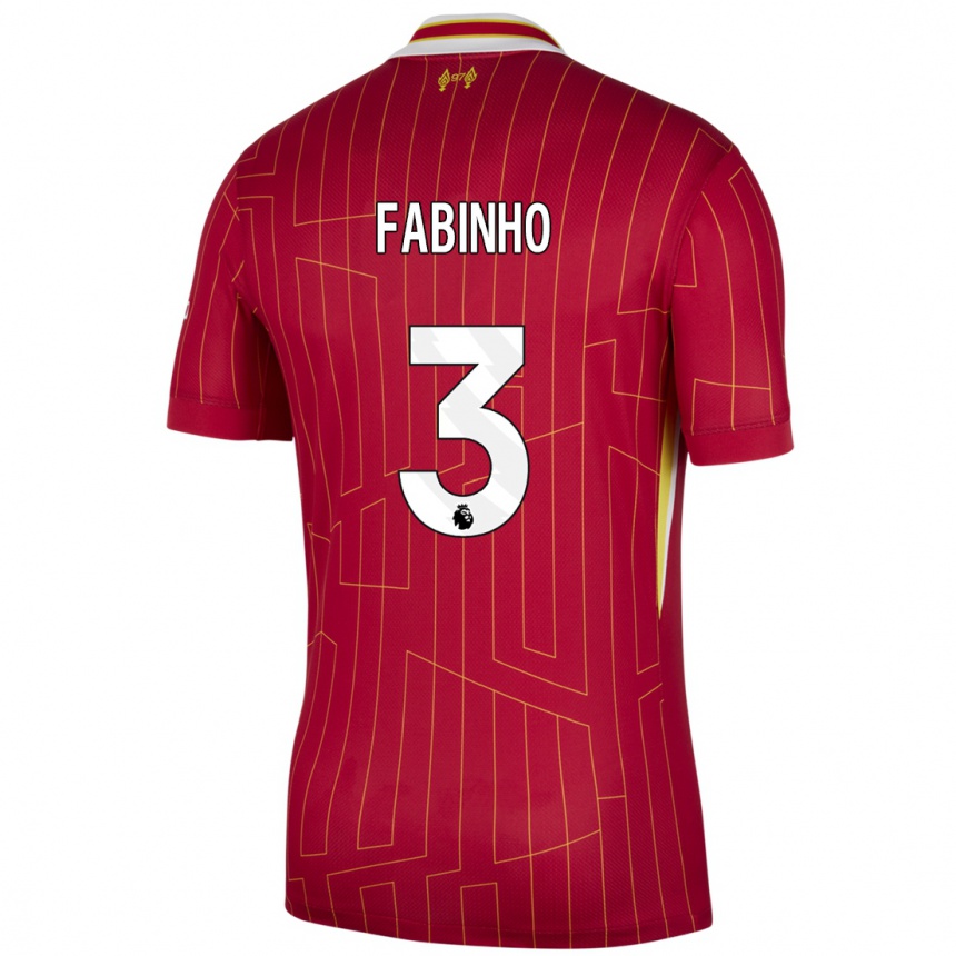 Moteriškas Fabinho #3 Raudona Geltona Balta Namų Marškinėliai 2024/25 T-Shirt