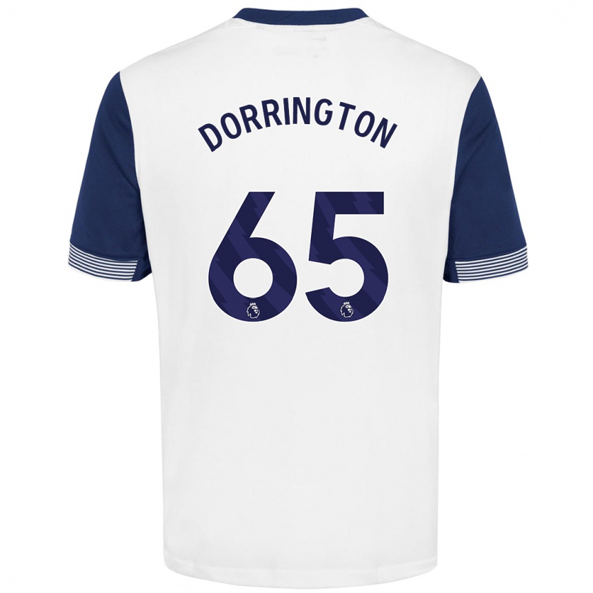 Moteriškas Alfie Dorrington #65 Balta Mėlyna Namų Marškinėliai 2024/25 T-Shirt