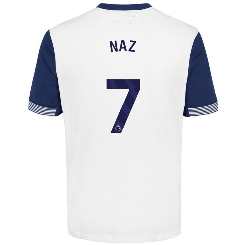 Moteriškas Jessica Naz #7 Balta Mėlyna Namų Marškinėliai 2024/25 T-Shirt