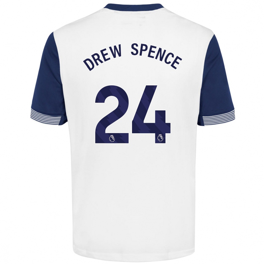 Moteriškas Drew Spence #24 Balta Mėlyna Namų Marškinėliai 2024/25 T-Shirt