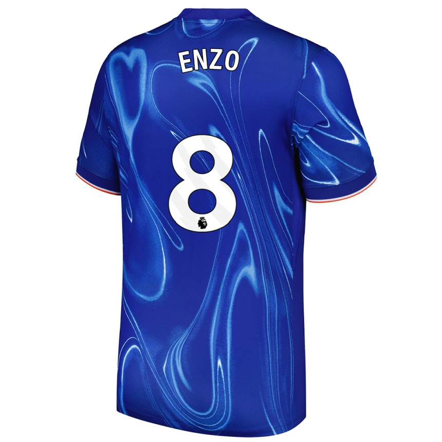 Moteriškas Enzo Fernandez #8 Mėlyna Balta Namų Marškinėliai 2024/25 T-Shirt