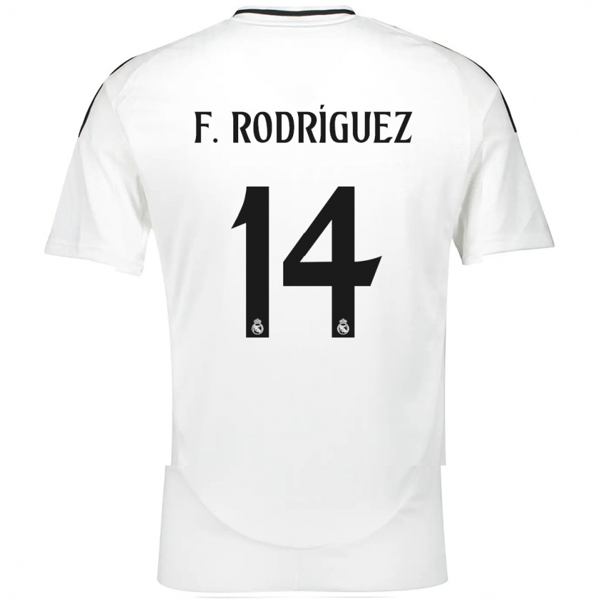 Moteriškas Fer Rodríguez #14 Baltas Namų Marškinėliai 2024/25 T-Shirt