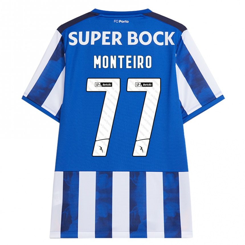 Moteriškas Rui Monteiro #77 Mėlyna Balta Namų Marškinėliai 2024/25 T-Shirt