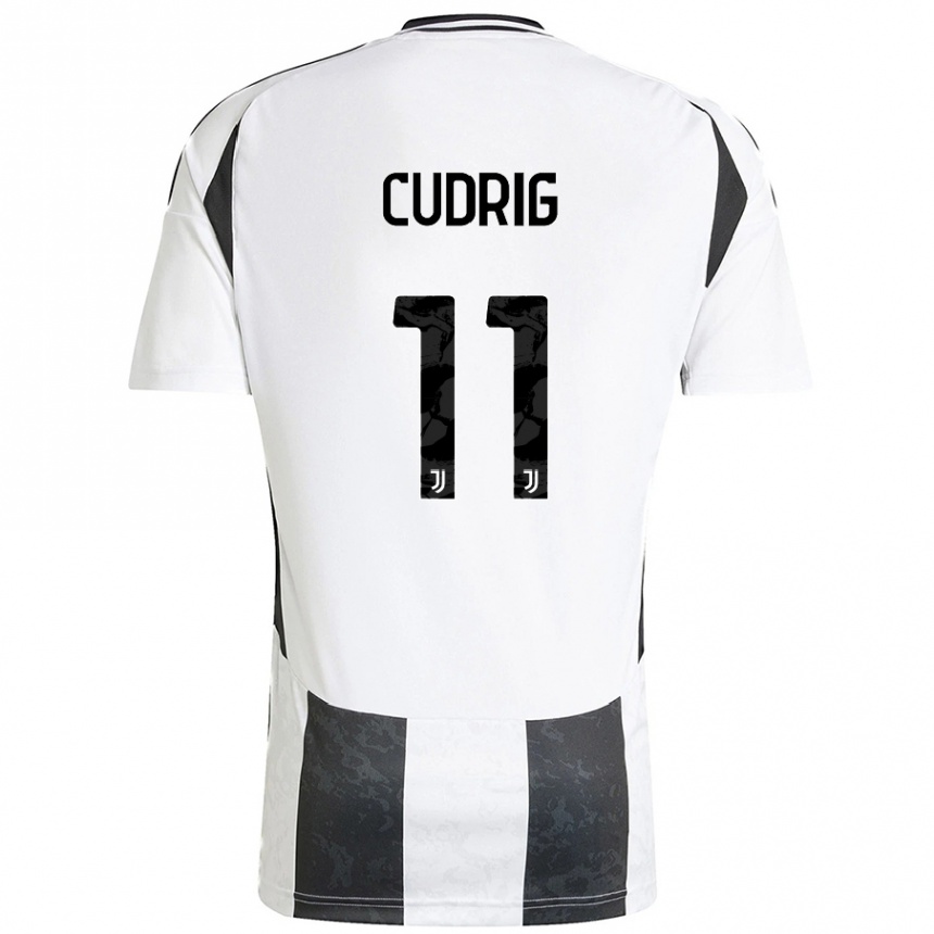 Moteriškas Nicolò Cudrig #11 Balta Juoda Namų Marškinėliai 2024/25 T-Shirt