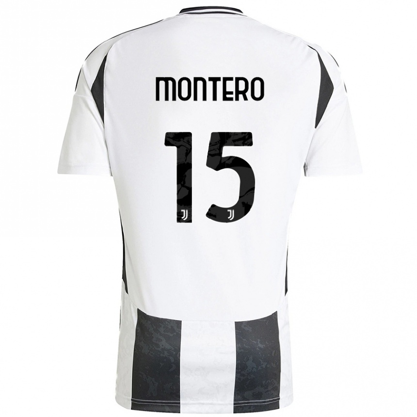 Moteriškas Alfonso Montero #15 Balta Juoda Namų Marškinėliai 2024/25 T-Shirt