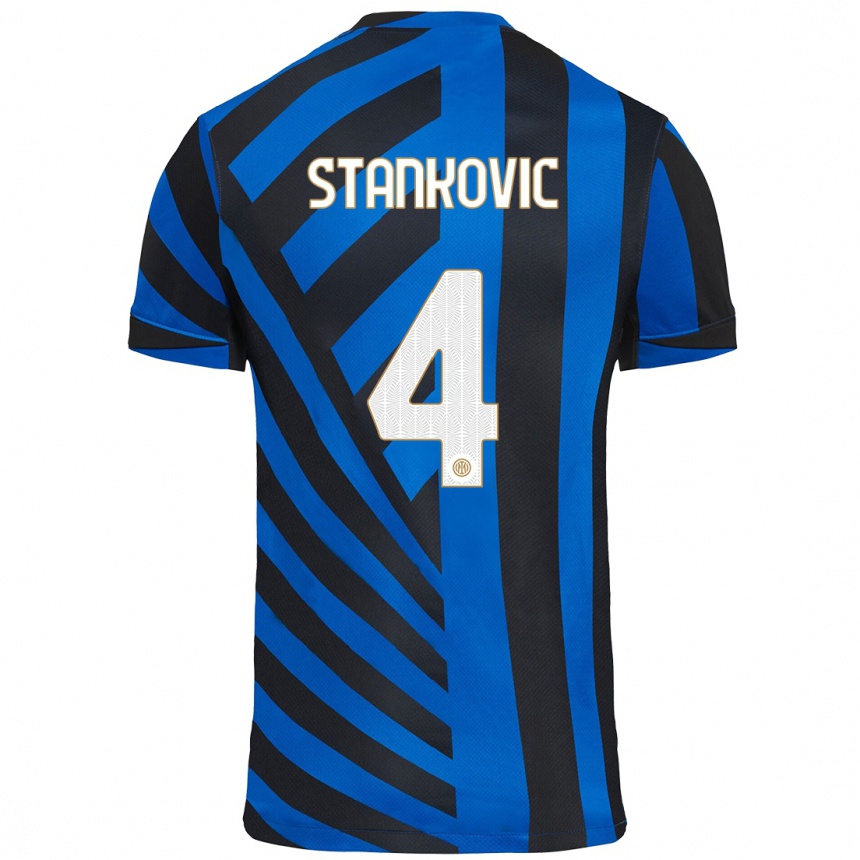 Moteriškas Aleksandar Stankovic #4 Mėlyna Juoda Namų Marškinėliai 2024/25 T-Shirt