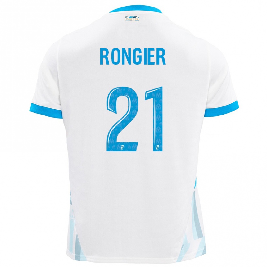 Moteriškas Valentin Rongier #21 Baltas Dangus Mėlynas Namų Marškinėliai 2024/25 T-Shirt