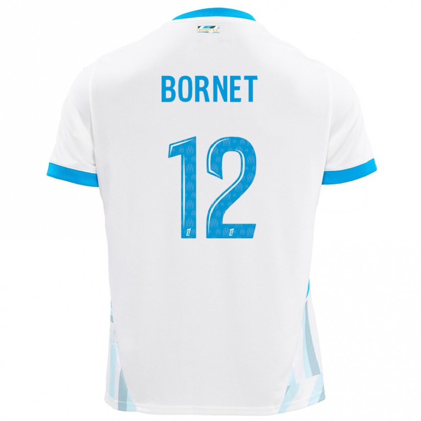 Moteriškas Camille Bornet #12 Baltas Dangus Mėlynas Namų Marškinėliai 2024/25 T-Shirt