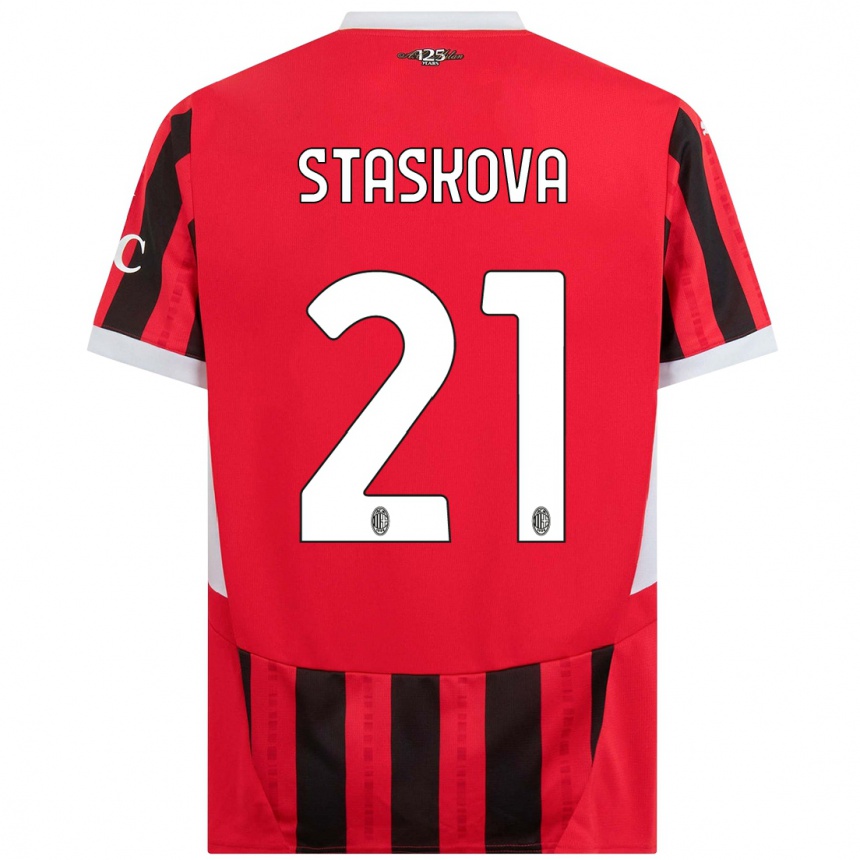 Moteriškas Andrea Stašková #21 Raudona Juoda Namų Marškinėliai 2024/25 T-Shirt