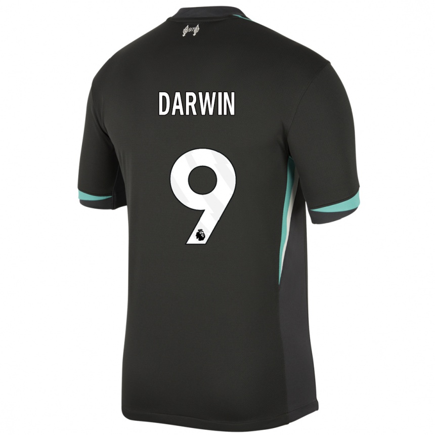 Moteriškas Darwin Nunez #9 Juoda Antracito Balta Išvykos Marškinėliai 2024/25 T-Shirt