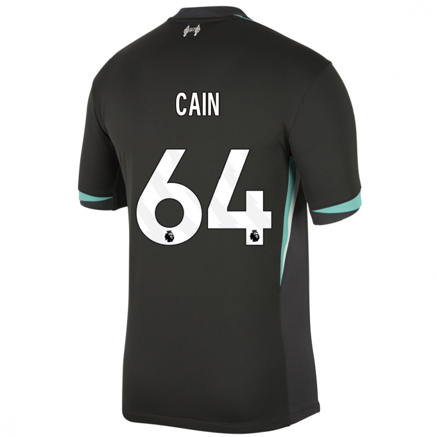 Moteriškas Jake Cain #64 Juoda Antracito Balta Išvykos Marškinėliai 2024/25 T-Shirt