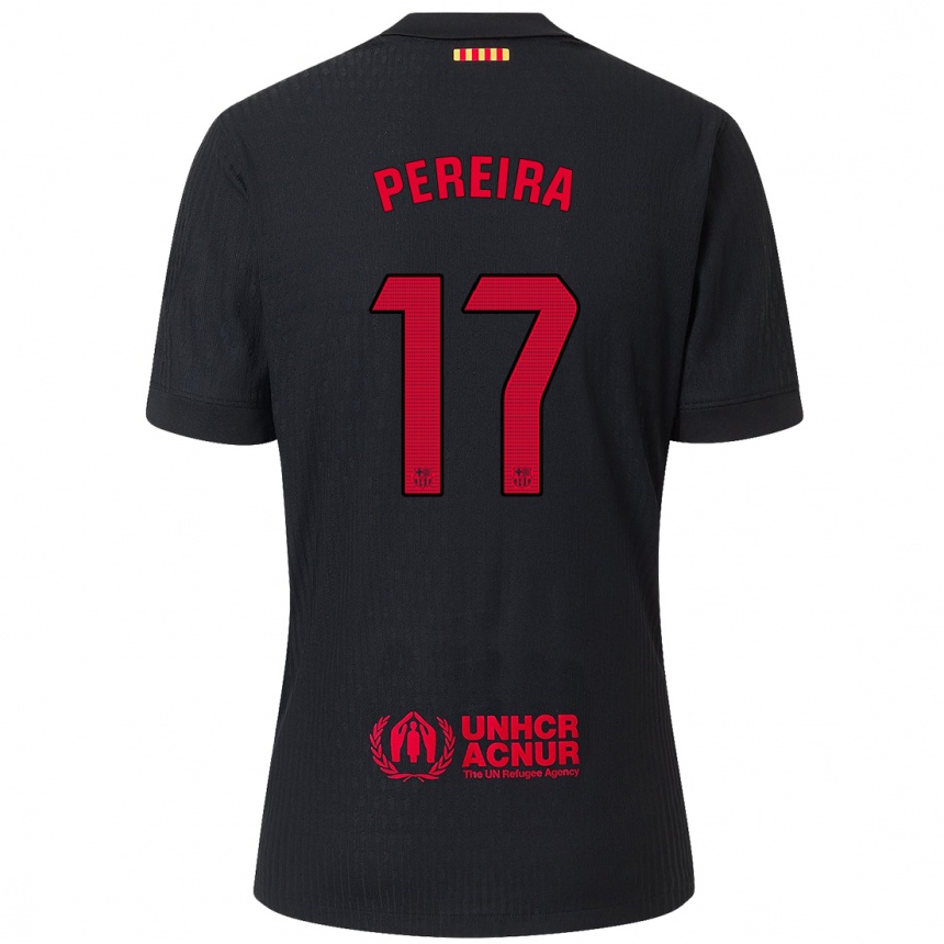 Moteriškas Andrea Pereira #17 Juoda Raudona Išvykos Marškinėliai 2024/25 T-Shirt