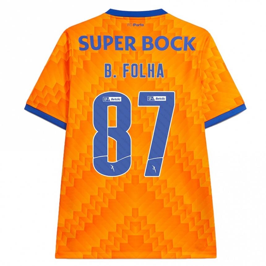 Moteriškas Bernardo Folha #87 Oranžinė Išvykos Marškinėliai 2024/25 T-Shirt