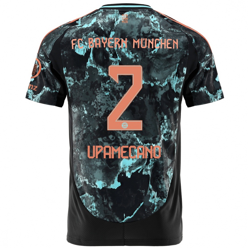 Moteriškas Dayot Upamecano #2 Juoda Išvykos Marškinėliai 2024/25 T-Shirt