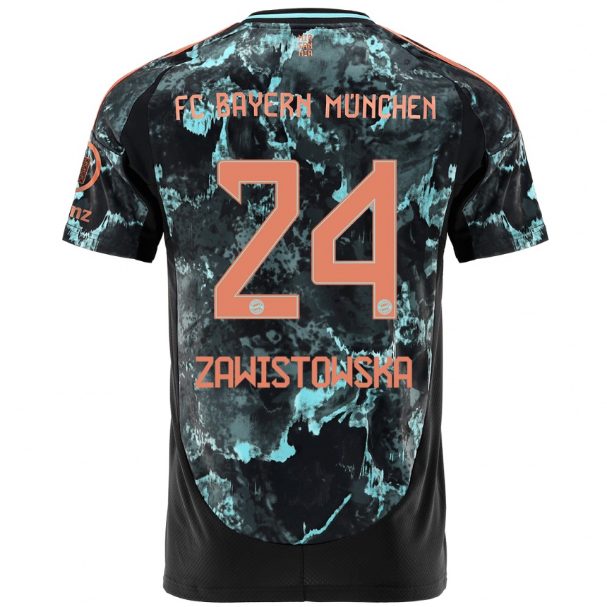 Moteriškas Weronika Zawistowska #24 Juoda Išvykos Marškinėliai 2024/25 T-Shirt