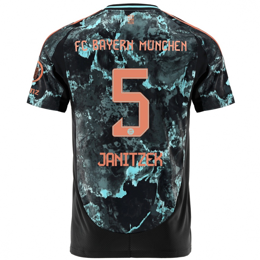 Moteriškas Justin Janitzek #5 Juoda Išvykos Marškinėliai 2024/25 T-Shirt