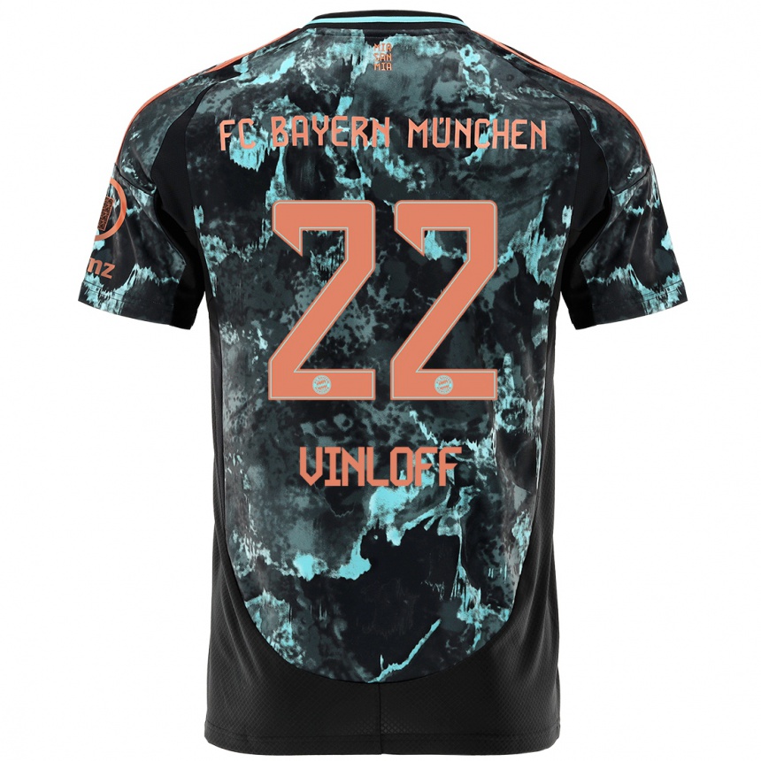 Moteriškas Matteo Vinloff #22 Juoda Išvykos Marškinėliai 2024/25 T-Shirt