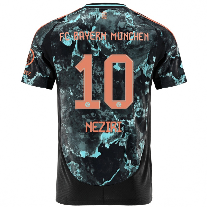 Moteriškas Behar Neziri #10 Juoda Išvykos Marškinėliai 2024/25 T-Shirt