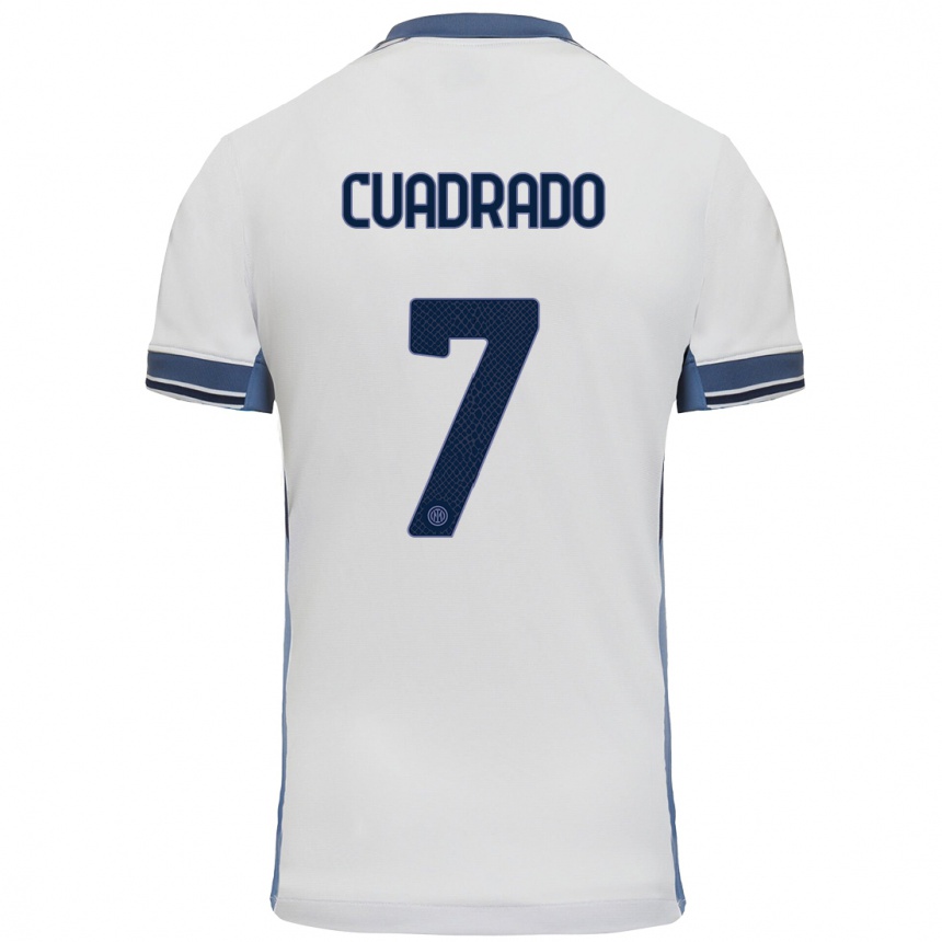 Moteriškas Juan Cuadrado #7 Balta Pilka Išvykos Marškinėliai 2024/25 T-Shirt