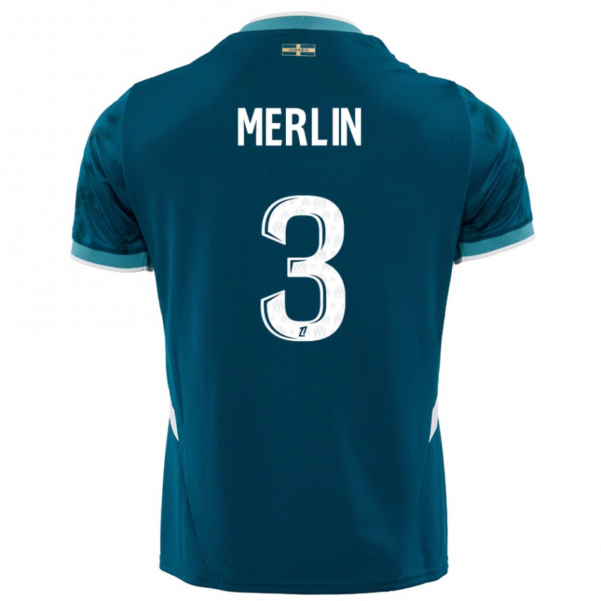 Moteriškas Quentin Merlin #3 Turkio Mėlyna Išvykos Marškinėliai 2024/25 T-Shirt