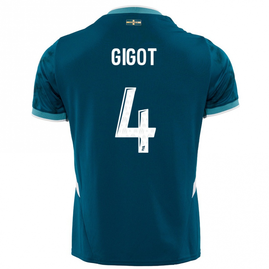 Moteriškas Samuel Gigot #4 Turkio Mėlyna Išvykos Marškinėliai 2024/25 T-Shirt