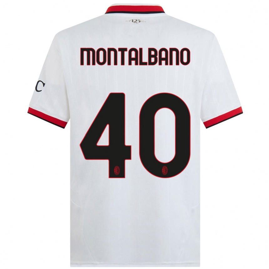 Moteriškas Nicolo Montalbano #40 Balta Juoda Raudona Išvykos Marškinėliai 2024/25 T-Shirt