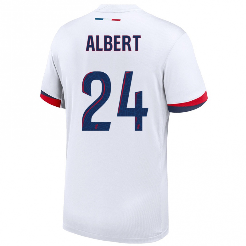 Moteriškas Korbin Albert #24 Balta Mėlyna Raudona Išvykos Marškinėliai 2024/25 T-Shirt