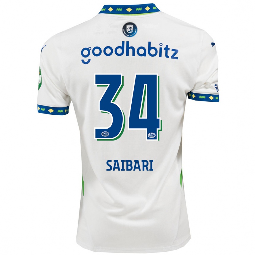 Moteriškas Ismael Saibari #34 Balta Tamsiai Mėlyna Trečias Marškinėliai 2024/25 T-Shirt