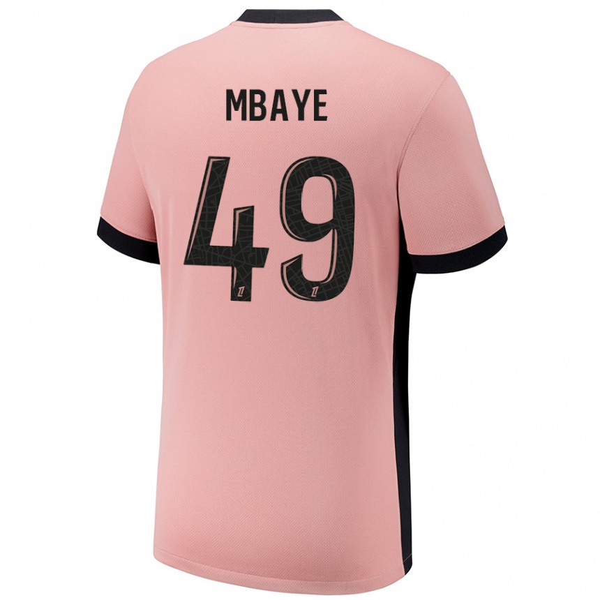 Moteriškas Ibrahim Mbaye #49 Rūdžių Rožinė Trečias Marškinėliai 2024/25 T-Shirt