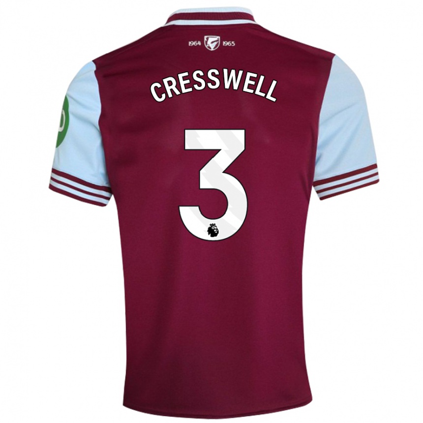 Vaikiškas Aaron Cresswell #3 Tamsiai Raudona Namų Marškinėliai 2024/25 T-Shirt