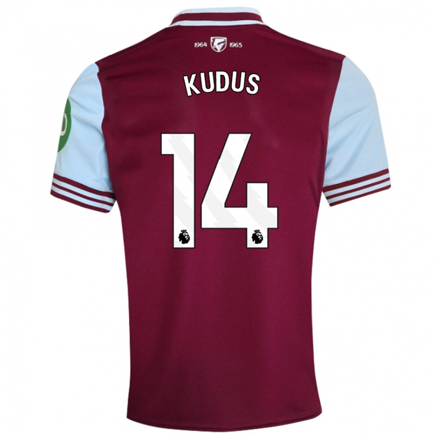 Vaikiškas Mohammed Kudus #14 Tamsiai Raudona Namų Marškinėliai 2024/25 T-Shirt