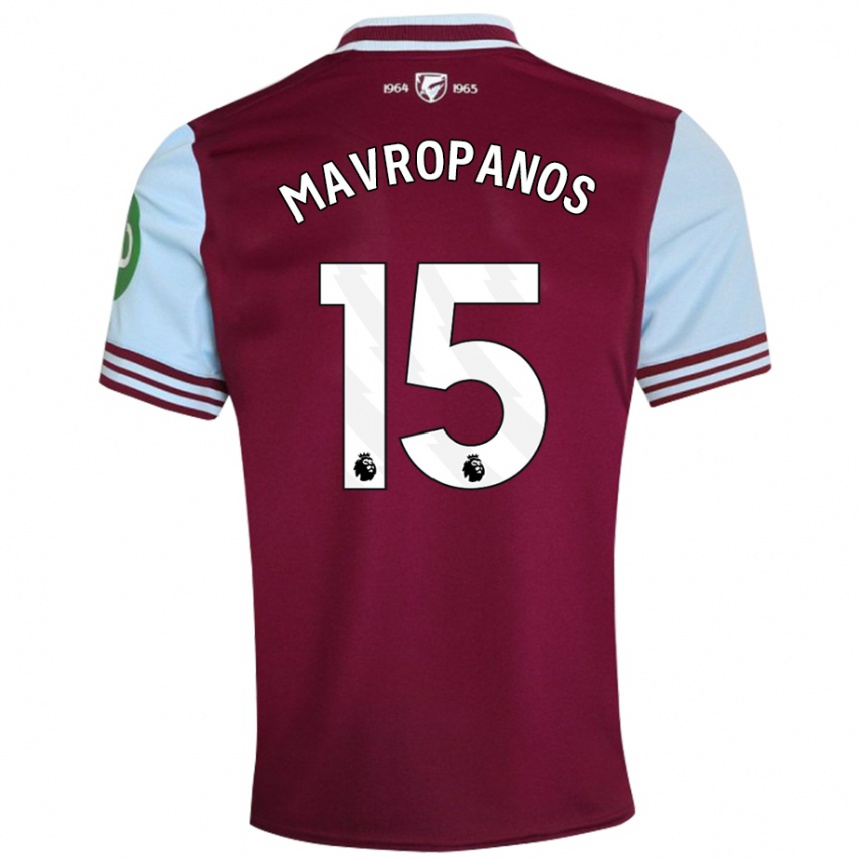 Vaikiškas Konstantinos Mavropanos #15 Tamsiai Raudona Namų Marškinėliai 2024/25 T-Shirt