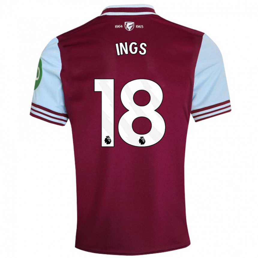 Vaikiškas Danny Ings #18 Tamsiai Raudona Namų Marškinėliai 2024/25 T-Shirt