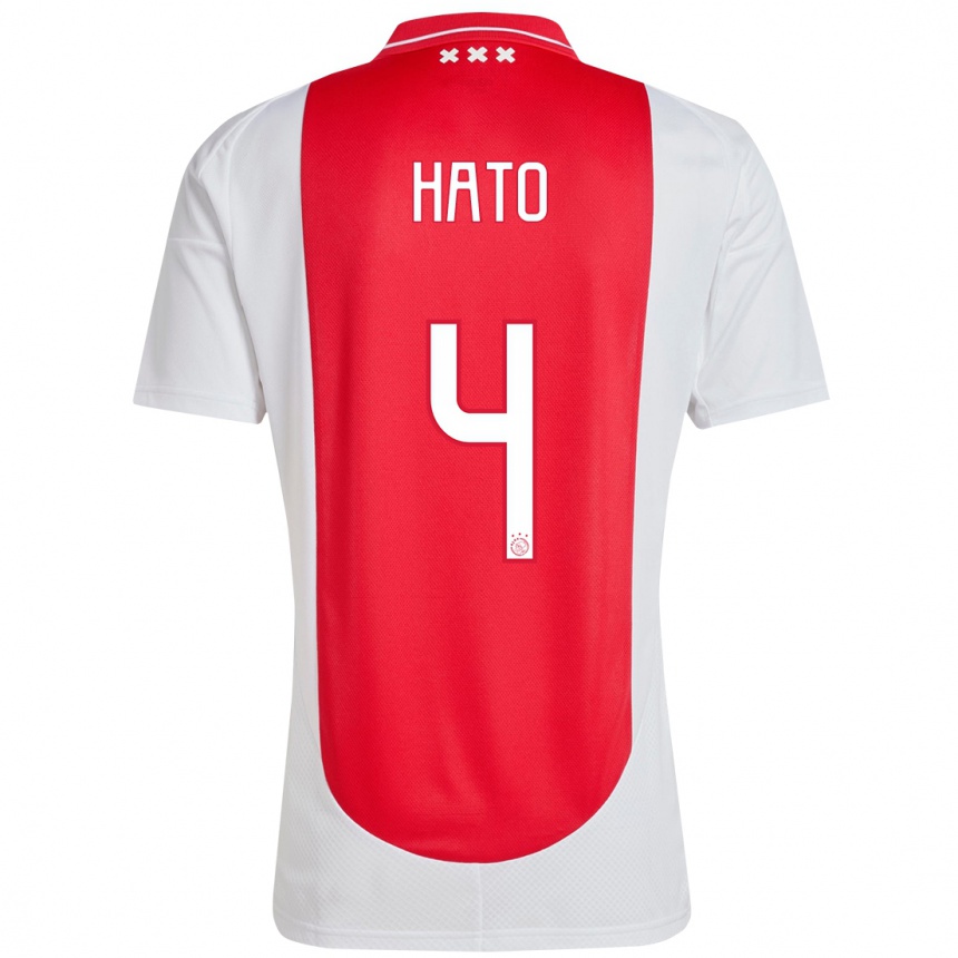 Vaikiškas Jorrel Hato #4 Raudona Balta Namų Marškinėliai 2024/25 T-Shirt