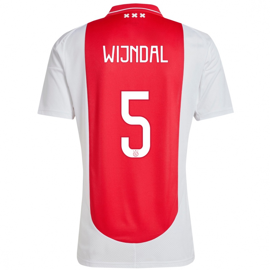 Vaikiškas Owen Wijndal #5 Raudona Balta Namų Marškinėliai 2024/25 T-Shirt