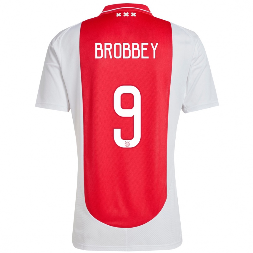 Vaikiškas Brian Brobbey #9 Raudona Balta Namų Marškinėliai 2024/25 T-Shirt