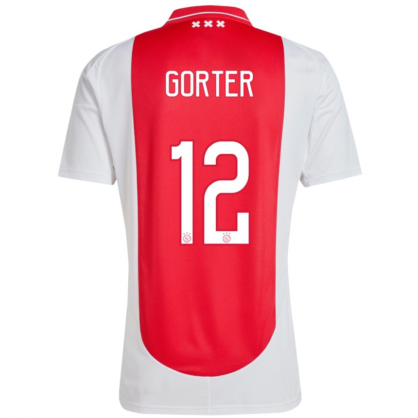 Vaikiškas Jay Gorter #12 Raudona Balta Namų Marškinėliai 2024/25 T-Shirt