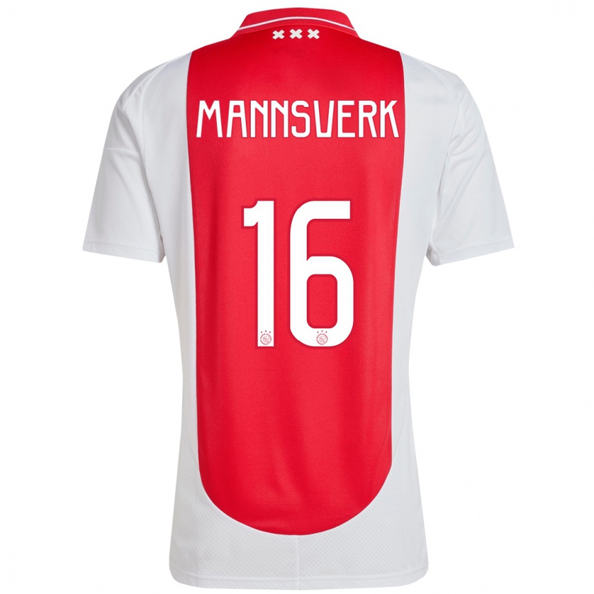 Vaikiškas Sivert Mannsverk #16 Raudona Balta Namų Marškinėliai 2024/25 T-Shirt