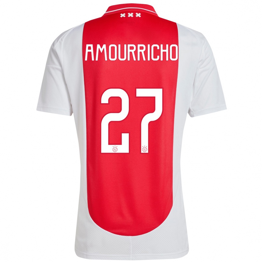 Vaikiškas Amourricho Van Axel Dongen #27 Raudona Balta Namų Marškinėliai 2024/25 T-Shirt