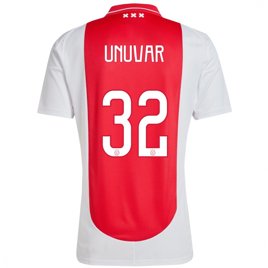 Vaikiškas Naci Ünüvar #32 Raudona Balta Namų Marškinėliai 2024/25 T-Shirt