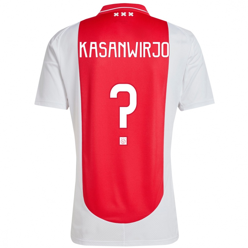 Vaikiškas Kennynho Kasanwirjo #0 Raudona Balta Namų Marškinėliai 2024/25 T-Shirt