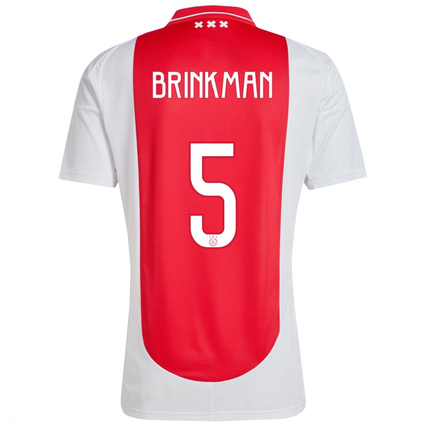 Vaikiškas Tim Brinkman #5 Raudona Balta Namų Marškinėliai 2024/25 T-Shirt