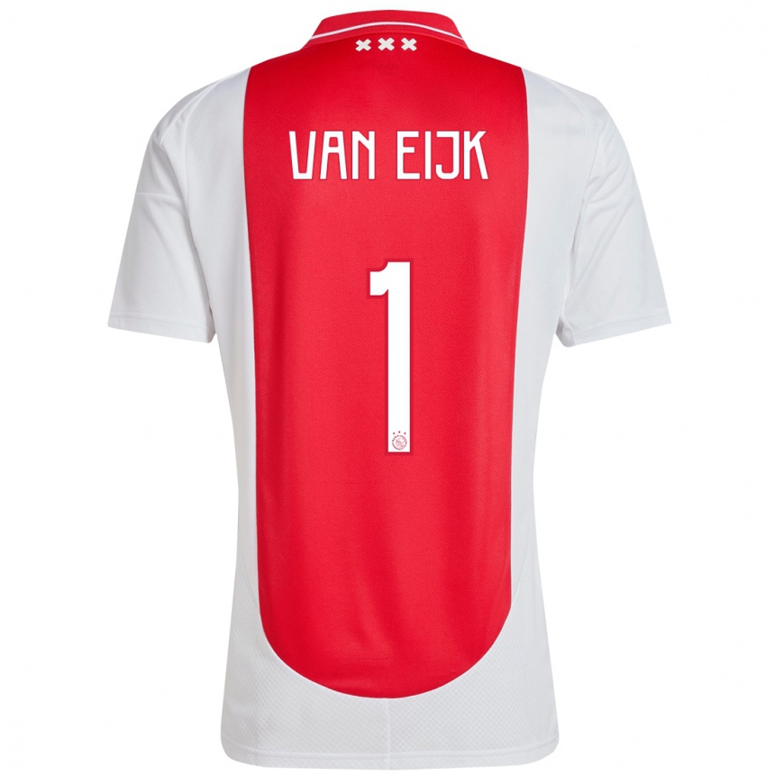 Vaikiškas Regina Van Eijk #1 Raudona Balta Namų Marškinėliai 2024/25 T-Shirt