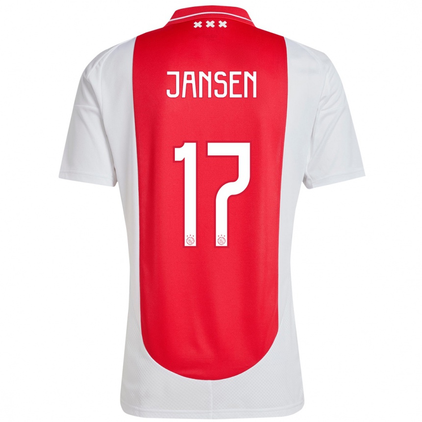 Vaikiškas Bente Jansen #17 Raudona Balta Namų Marškinėliai 2024/25 T-Shirt